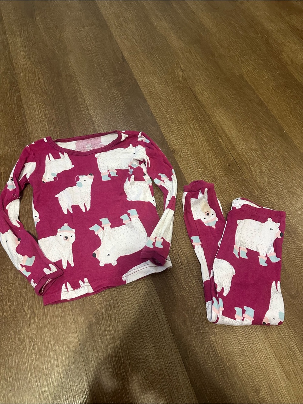 Carter's Magenta Polar Bear Pajama Set with White Bears
